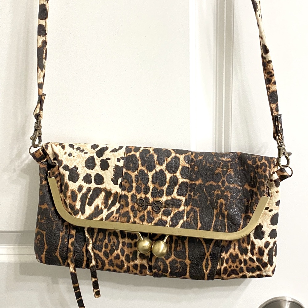 Jessica Simpson coin style leopard clutch.